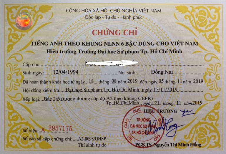 Dịch vụ làm Chứng chỉ Anh Văn chuẩn Việt Nam mới 2020